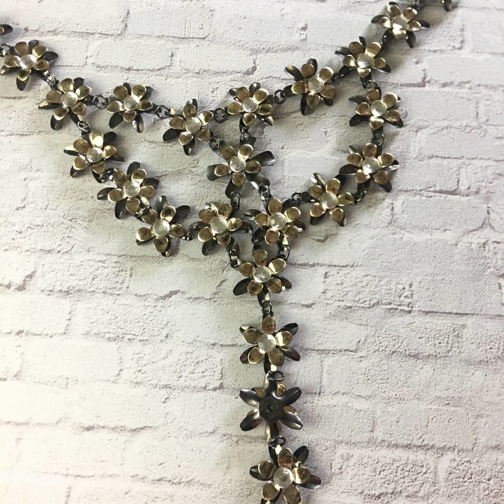 Boho Multi Color Metal Flower Y Necklace - Picture 5 of 5